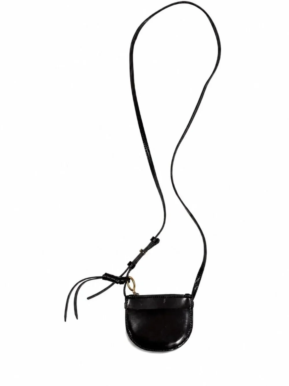 Tory Burch Black Leather Mini Crossbody Bag Purse Gold Hardware Adjustable Strap